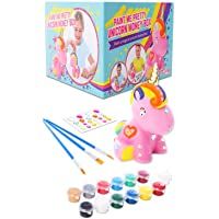 GirlZone Regalos para Niñas - Hucha Unicornio para Pintar - Kit Pintura para Niñas y Accesorios Infantiles -Pinceles…
